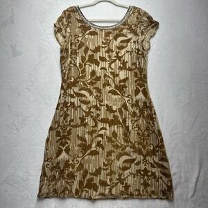 Sundance Champagne Vineyard Velvet Dress Womens 8 Silk Blend Burnout Floral